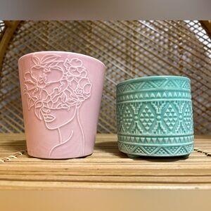 ⭐️ Free With Any Purchase! Pink and Teal Small Plant Pots